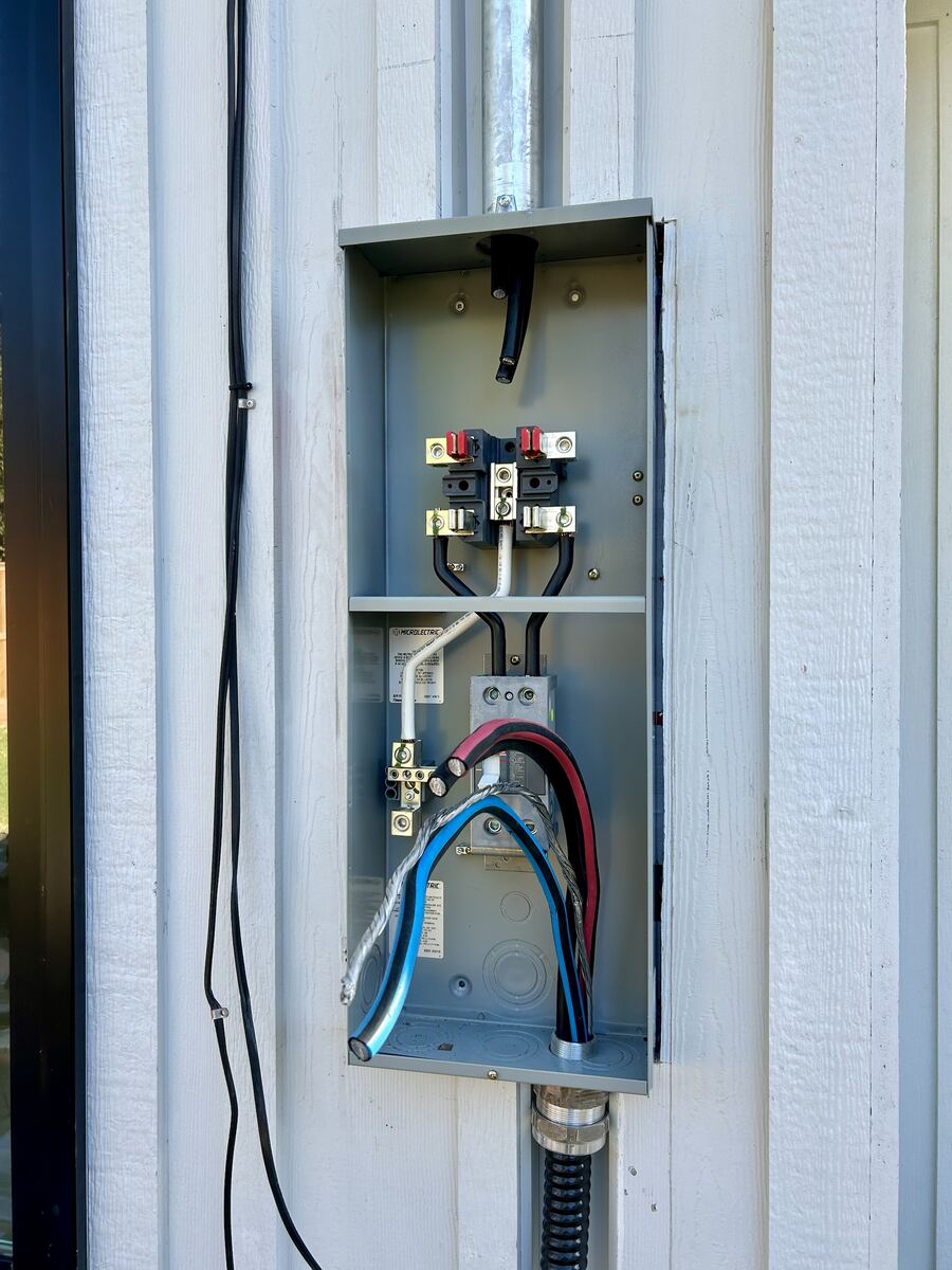 Meter base rough-in wiring before service connection