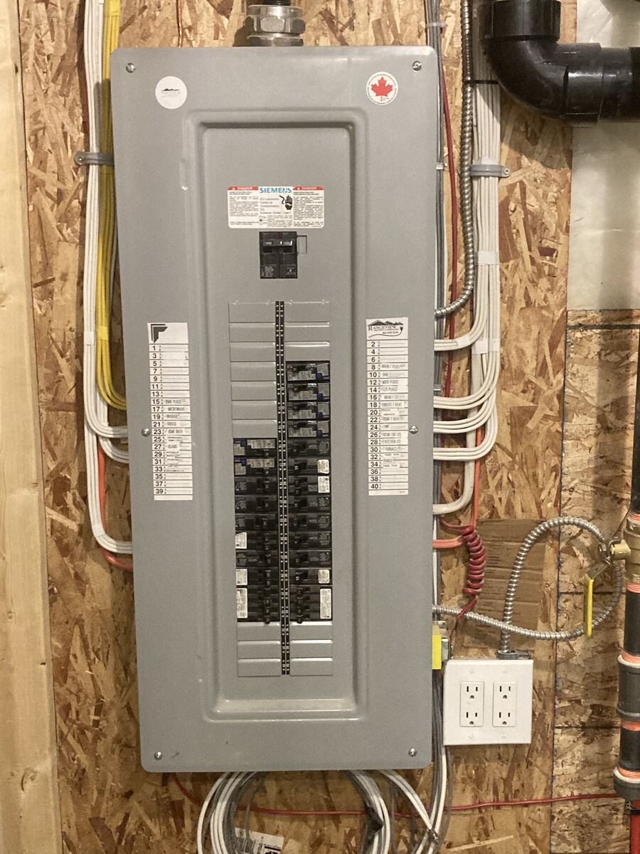 Completed residential electrical panel installation by Rangeview Electrical